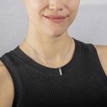 Collier 925 Silber rhodiniert Trilogie mit Zirkonia rund 43cm - ASCH82Z40