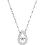 Collier argent 925 rhodié Poire avec zirconia ronde 43cm - S10.55117