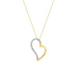 Collier avec pendetif cœur or jaune 375/9 ct bicolore avec zircones - 39052.Z3-42