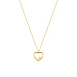Necklace with Heart Pendant 375/9 K Yellow Gold with Cubic Zirconia