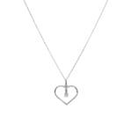 Collier avec pendentif cœur or gris 750/18 ct avec diamant 0.09 ct H/si