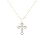 Collier mit Kreuzanhänger 750/18 K Gelbgold mit Diamanten 0.31 ct H/si