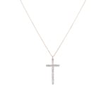 Collier mit Kreuzanhänger 750/18 K Roségold mit Diamanten 0.24 ct H/si