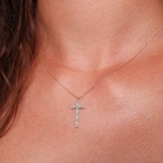 Collier avec pendentif croix or rosé 750/18 ct avec diamants 0.24 ct H/si - KE-029131-RG