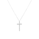 Collier mit Kreuzanhänger 750/18 K Weissgold mit Diamanten 0.24 ct H/si