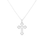 Collier mit Kreuzanhänger 750/18 K Weissgold mit Diamanten 0.31 ct H/si