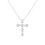 Collier avec pendentif croix or gris 750/18 ct avec diamants 1.84 ct H/si - KE-028341-WG