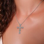 Collier avec pendentif croix or gris 750/18 ct avec diamants 1.84 ct H/si - KE-028341-WG