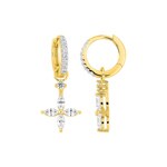 Hoop Earrings 375/9 K Yellow Gold with Cubic Zirconia - 297503.Z3