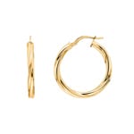 Hoop Earrings 375/9 K Yellow Gold twisted 3.0mm Ø 25mm