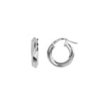 Hoop Earrings 375/9 K White Gold twisted 3.0mm Ø 15mm