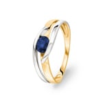 Damenring 750/18 K Gelb-/Weissgold mit Saphir