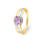 Damenring 750/18 K Gelbgold Bicolor mit Amethyst oval