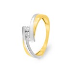 Damenring 750/18 K Gelbgold bicolor mit Zirkonia Trilogie - 08SA777BZ