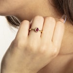 Damenring 750/18 K Gelbgold, Diamanten 0.11 ct H/si & Rubin 0.56 ct - RI-095373-RUB-GG