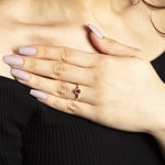 Damenring 750/18 K Gelbgold, Diamanten 0.11 ct H/si & Rubin 0.56 ct - RI-095373-RUB-GG