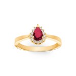 Damenring 750/18 K Gelbgold, Diamanten 0.11 ct H/si & Rubin 0.56 ct - RI-095373-RUB-GG