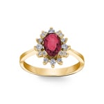Bague or jaune 750/18 ct avec diamants 0.22 ct H/si et rubis 1.23 ct - RI-097267-RUB-GG