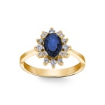 Bague or jaune 750/18 ct avec diamants 0.22 ct H/si et saphir 1.00 ct - RI-097267-SAF-GG