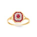 Damenring 750/18 K Gelbgold mit 17 Rubinen - KV051BR