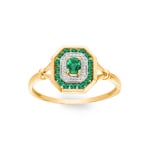 Damenring 750/18 K Gelbgold mit 17 Smaragden - KV051BE