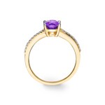 Damenring 750/18 K Gelbgold mit Amethyst oval und Diamanten 0.09 ct H/si - RI-52691-AME-GG