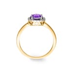 Damenring 750/18 K Gelbgold mit Amethyst rund und Diamanten 0.05 ct H/si - RI-47231-AME-GG