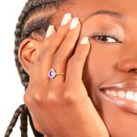 Damenring 750/18 K Gelbgold mit Amethyst Tropfen und Diamanten 0.06 ct H/si - RI-47261-AME-GG