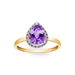 Damenring 750/18 K Gelbgold mit Amethyst Tropfen und Diamanten 0.06 ct H/si - RI-47261-AME-GG
