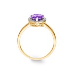 Damenring 750/18 K Gelbgold mit Amethyst Tropfen und Diamanten 0.06 ct H/si - RI-47261-AME-GG