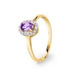 Damenring 750/18 K Gelbgold mit Amethyst und Zirkonia