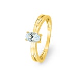 Ring 750/18 K Yellow Gold with oval Aquamarine