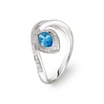 Bague or gris 750/18 ct avec topaze bleue et diamants 0.36 ct H/si - PR11495-04