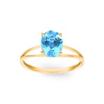 Damenring 750/18 K Gelbgold mit Blautopas oval - 1738T