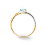 Bague or jaune 750/18 ct avec topaze bleue ovale et zircones - 8A378BTZ