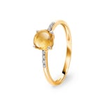 Ring 750/18 K Yellow Gold with round Citrine and Diamonds 0.02 ct H/si