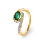 Ring 750/18 K Yellow Gold with Diamonds 0.03 ct H/Si and Emerald - PR8280-4-GG