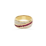 Ring 750/18 K Yellow Gold with Diamonds 0.61 ct H/Si and Rubies 0.70 ct - PR11657-3-GG