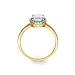 Damenring 750/18 K Gelbgold mit grünem Amethyst oval und Diamanten 0.06 ct H/si - RI-47251-PRA-GG