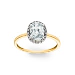 Damenring 750/18 K Gelbgold mit grünem Amethyst oval und Diamanten 0.06 ct H/si - RI-47251-PRA-GG