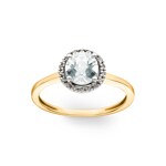 Damenring 750/18 K Gelbgold mit grünem Amethyst und Diamanten 0.05 ct H/si - RI-47231-PRA-GG