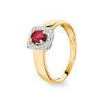 Bague 750/18 K or jaune avec rubis 0.47ct. et diamants 0.02ct.