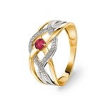 Bague or jaune 750/18 ct avec rubis