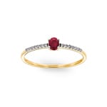 Bague or jaune 750/18 ct avec rubis ovale & diamants 0.07 ct H/si - RI-46631-RUB-GG