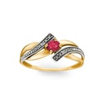 Ring 750/18 K Yellow Gold with oval Ruby and Diamonds 0.01ct. - MI045BRB5