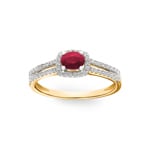 Ring 750/18 K Yellow Gold with oval Ruby and Diamonds 0.20 ct H/si - RI-52501-RUB-GG