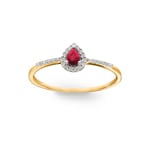 Bague or jaune 750/18 ct avec rubis poire et diamants 0.08 ct H/si - RI-46610-RUB-GG