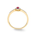 Bague or jaune 750/18 ct avec rubis poire et diamants 0.08 ct H/si - RI-46610-RUB-GG