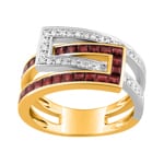 Ring 750/18 K Yellow Gold with Rubies 1.15ct. & Diamonds 0.11ct.
