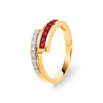 Bague or jaune 750/18 ct avec rubis & diamants 0.03 ct H/si - 54 (Ø 17.2mm) - 3000275